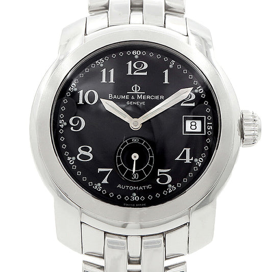 BAUME＆MERCIER ボーム&メルシェ ケープランド MV045221 デイト 100m防水 黒 ブラック SS ステンレス メンズ 自動巻き【6ヶ月保証】【腕時計】【中古】
