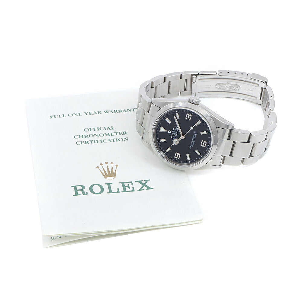 ROLEX ロレックス オイスターパーペチュアル エクスプローラーI 14270 黒 ブラック SS ステンレス フルコマ メンズ 自動巻き【6ヶ月保証】【腕時計】【中古】