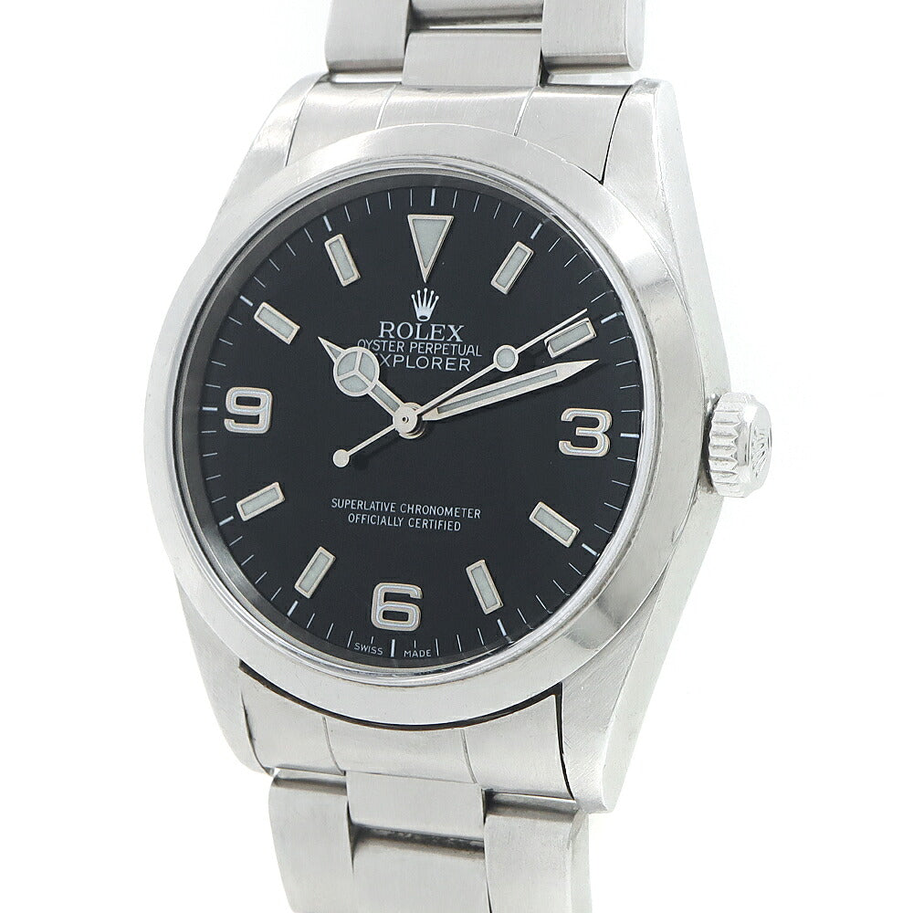 ROLEX ロレックス オイスターパーペチュアル エクスプローラーI 14270 黒 ブラック SS ステンレス フルコマ メンズ 自動巻き【6ヶ月保証】【腕時計】【中古】
