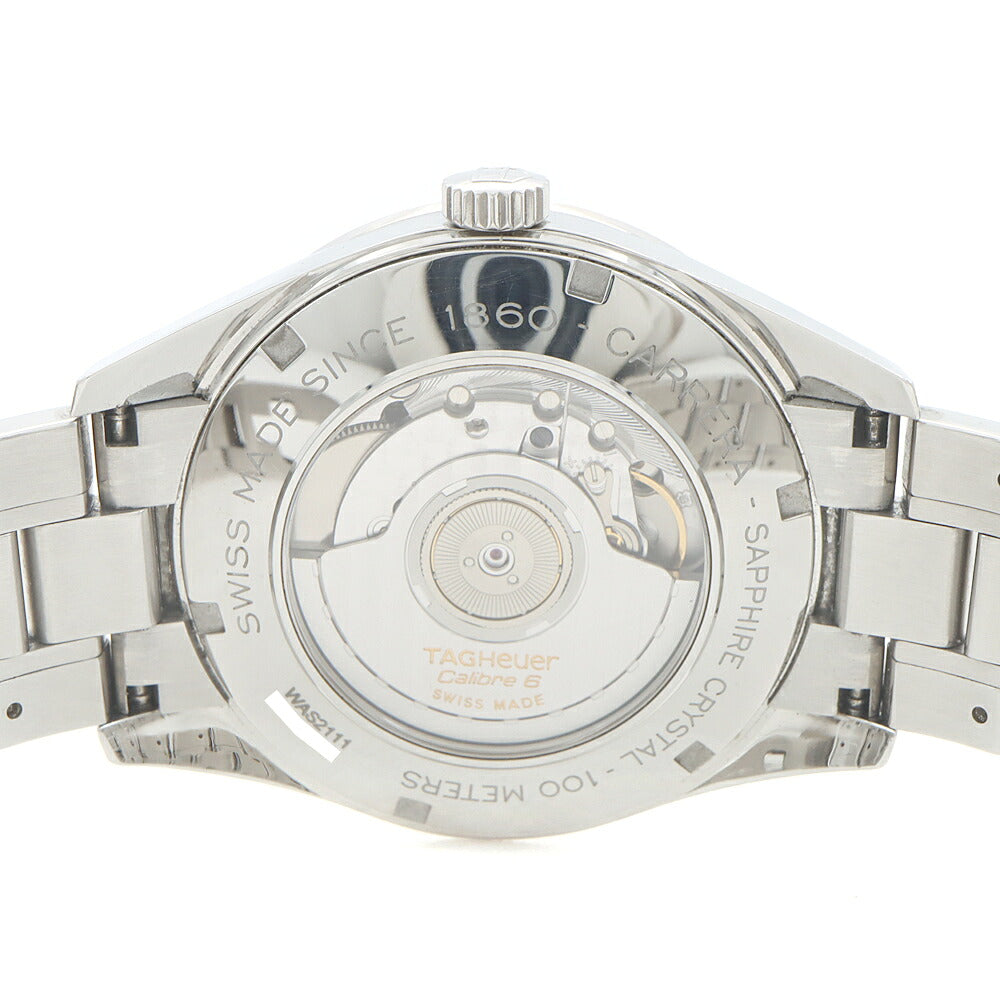 TAG Heuer タグホイヤー カレラ ヘリテージ キャリバー6 WAS2111 デイト 裏スケ 100m防水 シルバー SS ステンレス メンズ 自動巻き【6ヶ月保証】【腕時計】【中古】