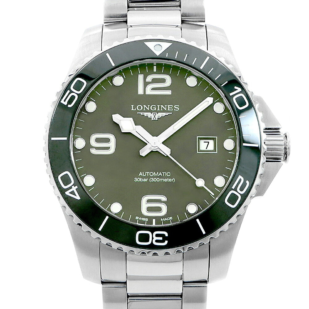 LONGINES ロンジン ハイドロコンクエスト L3.782.4 デイト 300m防水 緑 グリーン SS ステンレス CE セラミック コンビ メンズ 自動巻き 【6ヶ月保証】【腕時計】【中古】