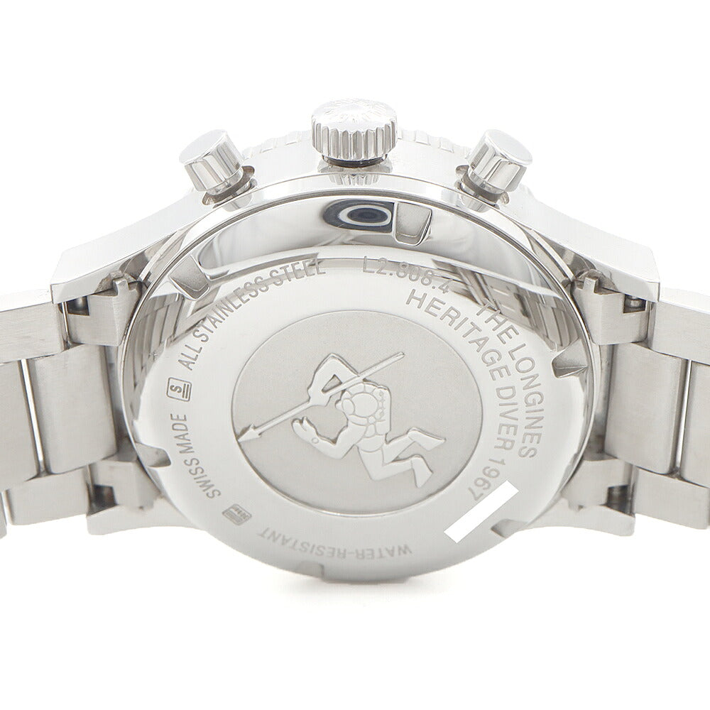 LONGINES ロンジン ヘリテージ ダイバー クロノグラフ 1967 L2.808.4 デイト 300m防水 黒 ブラック SS ステンレス メンズ 自動巻き【6ヶ月保証】【腕時計】【中古】
