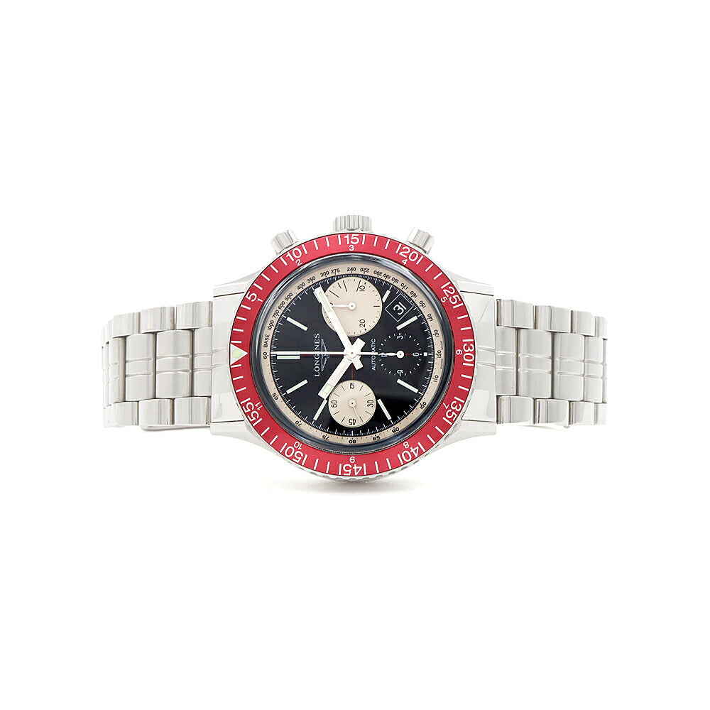 LONGINES ロンジン ヘリテージ ダイバー クロノグラフ 1967 L2.808.4 デイト 300m防水 黒 ブラック SS ステンレス メンズ 自動巻き【6ヶ月保証】【腕時計】【中古】