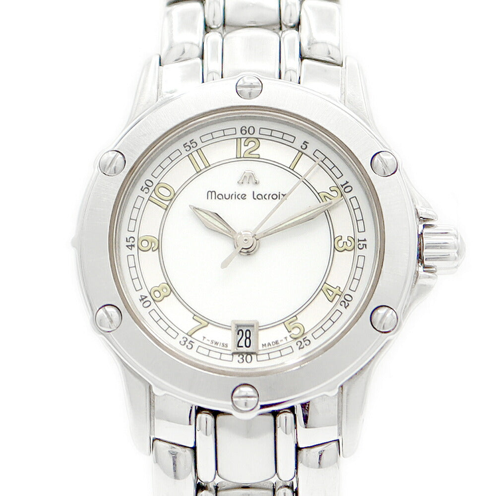 MAURICE LACROIX Calypso 5324 Date White Silver SS Stainless Steel Ladies Quartz [6 Month Warranty] [Watch] [Used]