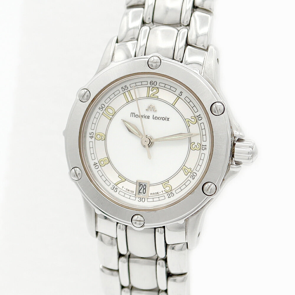 MAURICE LACROIX Calypso 5324 Date White Silver SS Stainless Steel Ladies Quartz [6 Month Warranty] [Watch] [Used]