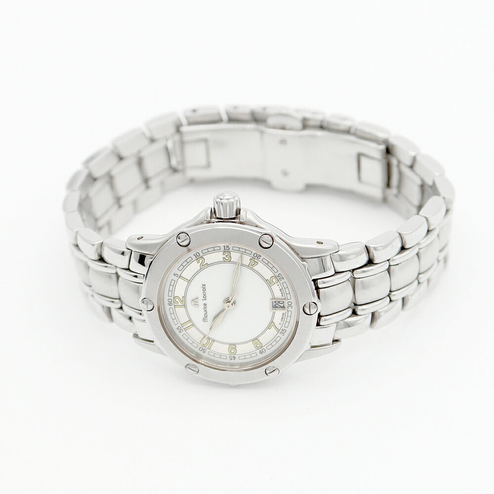 MAURICE LACROIX Calypso 5324 Date White Silver SS Stainless Steel Ladies Quartz [6 Month Warranty] [Watch] [Used]