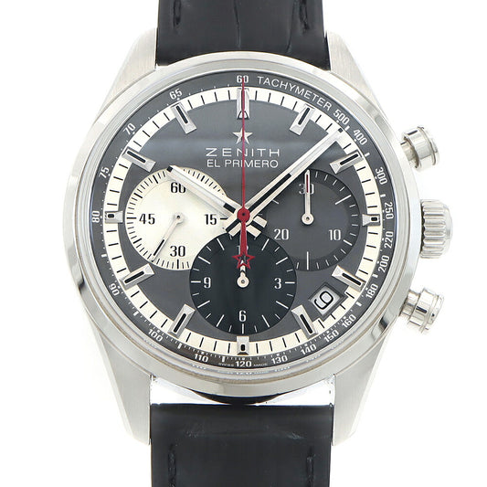 ZENITH ゼニス エルプリメロ クロノマスター 36000VPH 03.2150.400/26.C714 クロノグラフ 100m防水 デイト 裏スケ グレー SS ステンレス 純正尾錠 メンズ 自動巻き【6ヶ月保証】【腕時計】【中古】