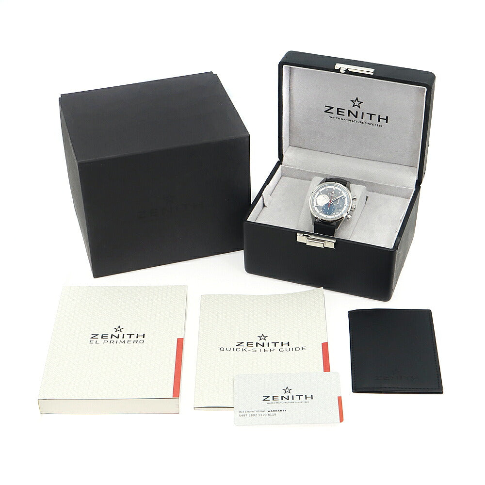 ZENITH ゼニス エルプリメロ クロノマスター 36000VPH 03.2150.400/26.C714 クロノグラフ 100m防水 デイト 裏スケ グレー SS ステンレス 純正尾錠 メンズ 自動巻き【6ヶ月保証】【腕時計】【中古】