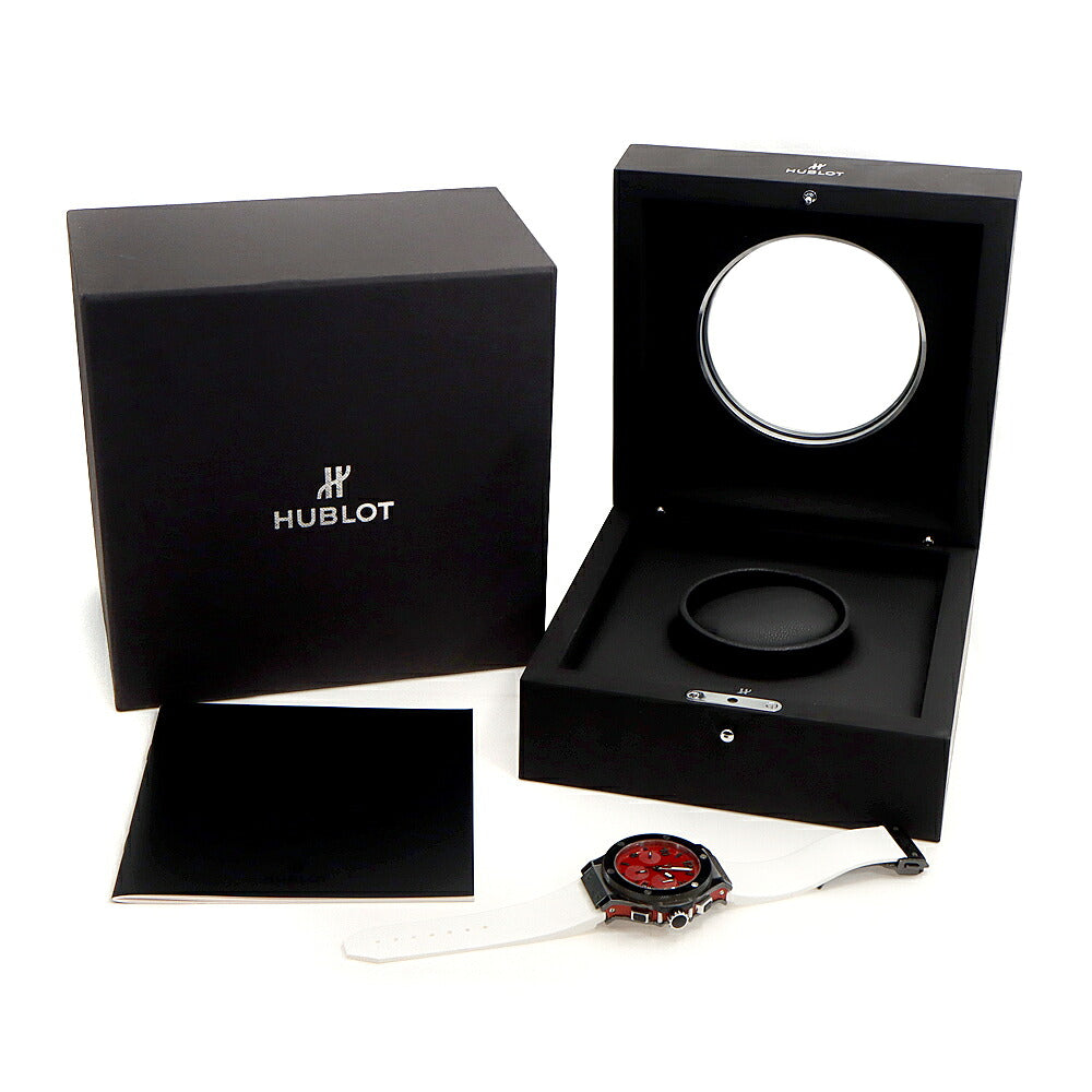 HUBLOT ウブロ ビッグバン レッドマジック リミテッド 世界20本限定 クロノグラフ 301.CE.1203.RX.DZE02 デイト 裏スケ 赤 レッド CE セラミック Ti チタン 純正ベルト 純正尾錠 メンズ 自動巻き ビックバン【6ヶ月保証】【腕時計】【中古】