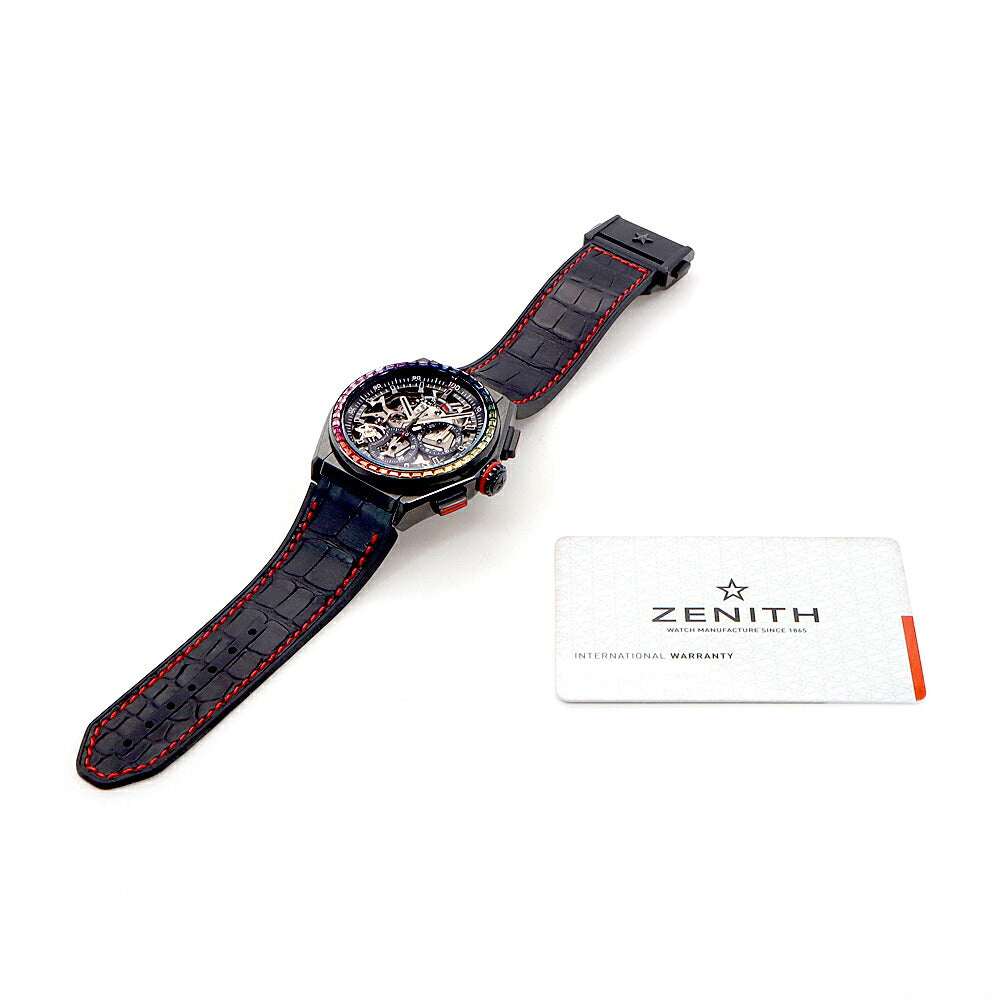 ZENITH ゼニス デファイ エルプリメロ 21 世界50本限定 クロノグラフ 33.9002.9004 96.R580 レインボー 裏スケ 30m防水 スケルトン CE セラミック Ti チタン 純正ベルト 純正尾錠 メンズ 自動巻き【6ヶ月保証】【腕時計】【中古】