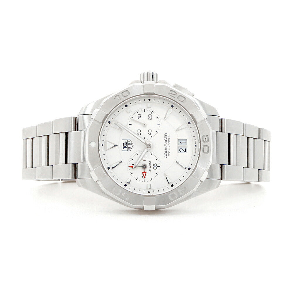 電池交換済 TAG Heuer タグホイヤー アクアレーサー WAY111Y 300m防水 ビッグデイト スモールセコンド アラーム シルバー SS ステンレス メンズ クォーツ【6ヶ月保証】【腕時計】【中古】