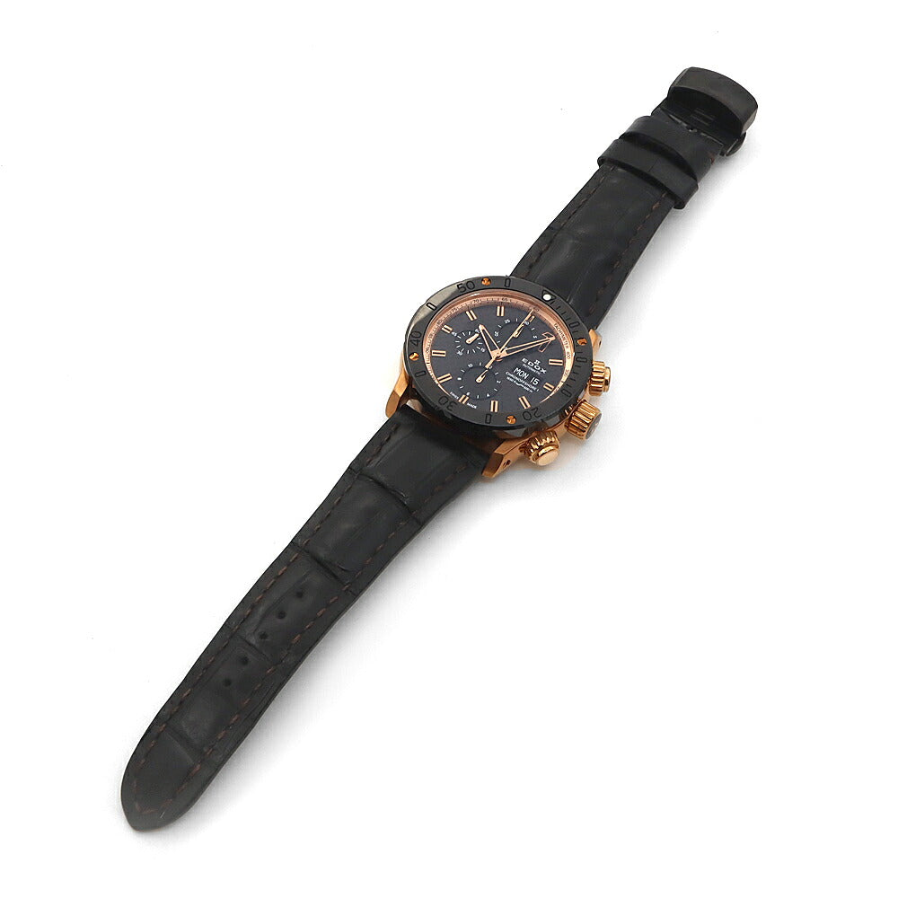 EDOX エドックス クロノオフショア1 クロノグラフ 01122 デイデイト 500m防水 スモールセコンド タキメーター 黒 ブラック カーボン SS ステンレス ゴールドPVD CE セラミック 純正尾錠 メンズ 自動巻き【6ヶ月保証】【腕時計】【中古】
