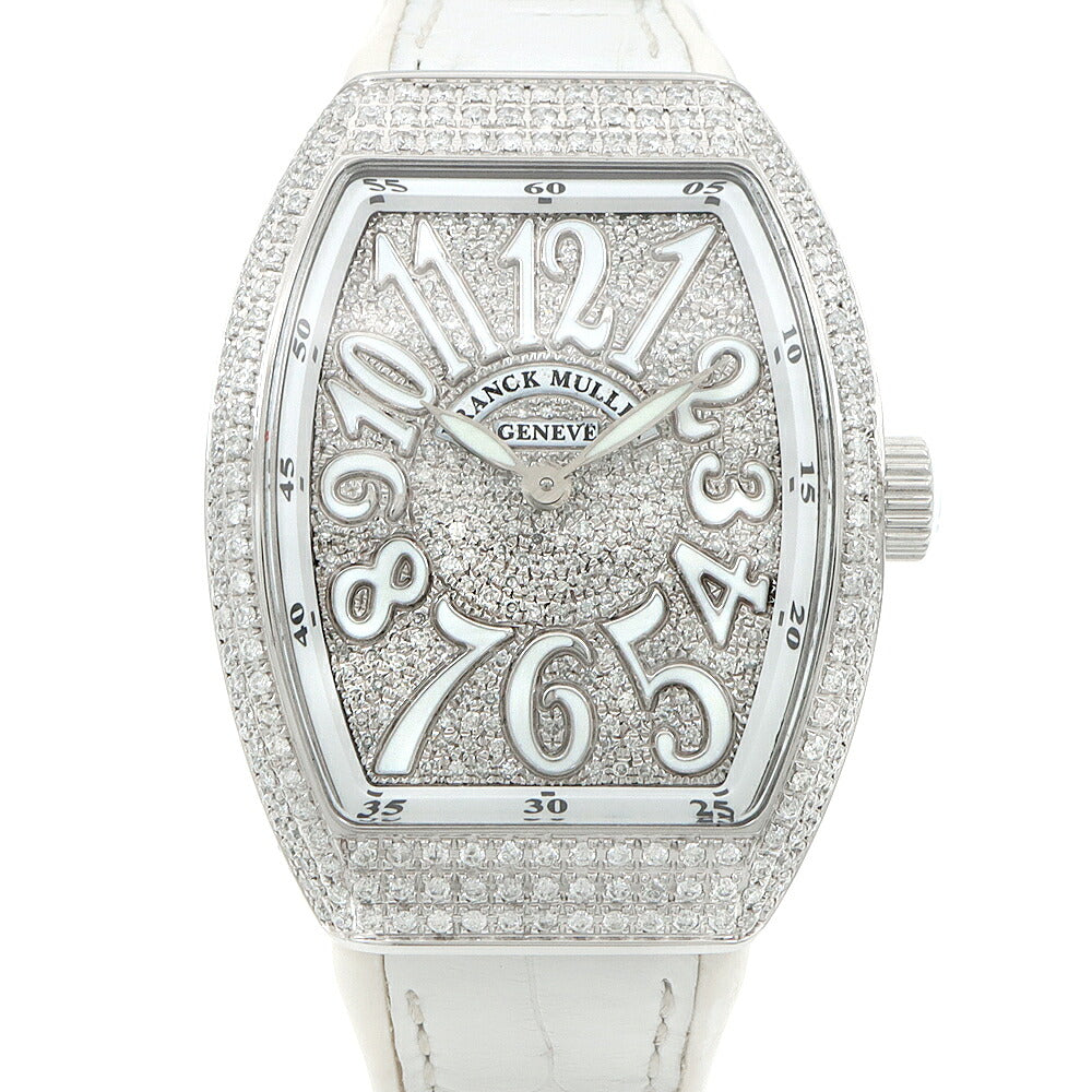 電池交換済 FRANCK MULLER フランクミュラー ヴァンガード レディ ダイヤベゼル V32QZ ダイヤモンド ダイヤ文字盤 SS ステンレス アフターダイヤ レディース クォーツ【6ヶ月保証】【中古】【腕時計】