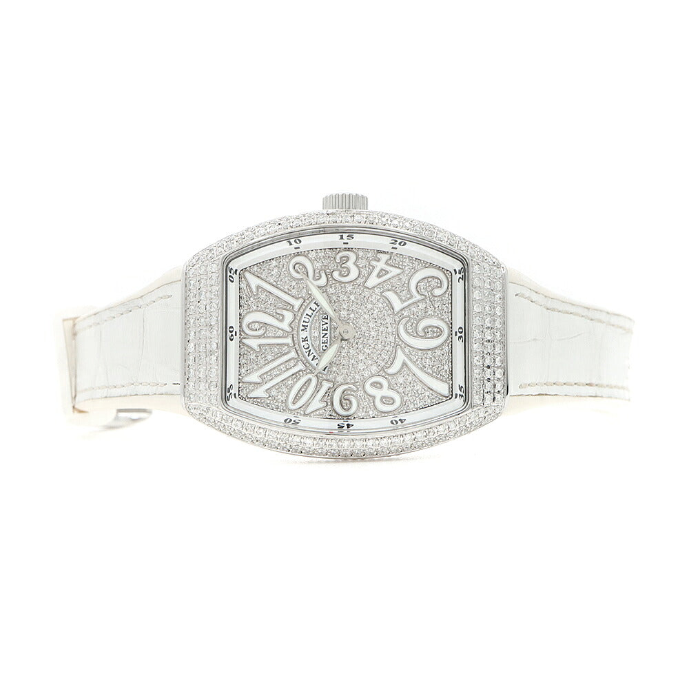 電池交換済 FRANCK MULLER フランクミュラー ヴァンガード レディ ダイヤベゼル V32QZ ダイヤモンド ダイヤ文字盤 SS ステンレス アフターダイヤ レディース クォーツ【6ヶ月保証】【中古】【腕時計】