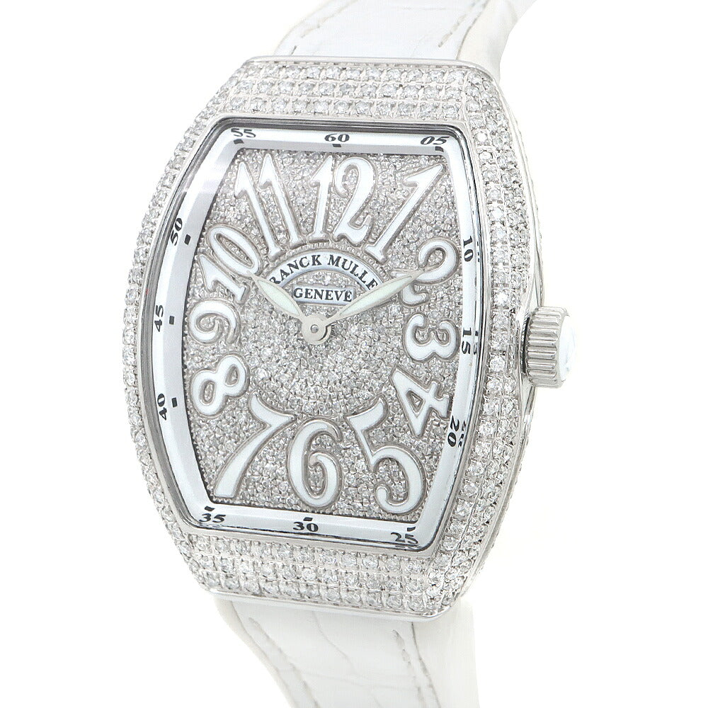 電池交換済 FRANCK MULLER フランクミュラー ヴァンガード レディ ダイヤベゼル V32QZ ダイヤモンド ダイヤ文字盤 SS ステンレス アフターダイヤ レディース クォーツ【6ヶ月保証】【中古】【腕時計】