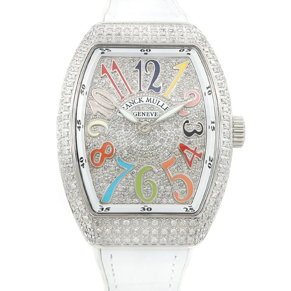 電池交換済 FRANCK MULLER フランクミュラー ヴァンガード レディ カラードリーム ダイヤベゼル V32QZ ダイヤモンド ダイヤ文字盤 SS ステンレス アフターダイヤ レディース クォーツ【6ヶ月保証】【中古】【腕時計】