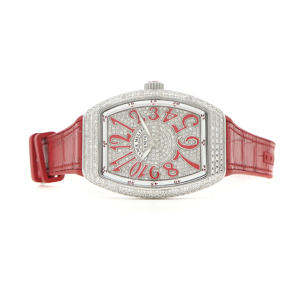 電池交換済 FRANCK MULLER フランクミュラー ヴァンガード レディ ダイヤベゼル V32QZ ダイヤモンド ダイヤ文字盤 SS ステンレス アフターダイヤ レディース クォーツ【6ヶ月保証】【中古】【腕時計】