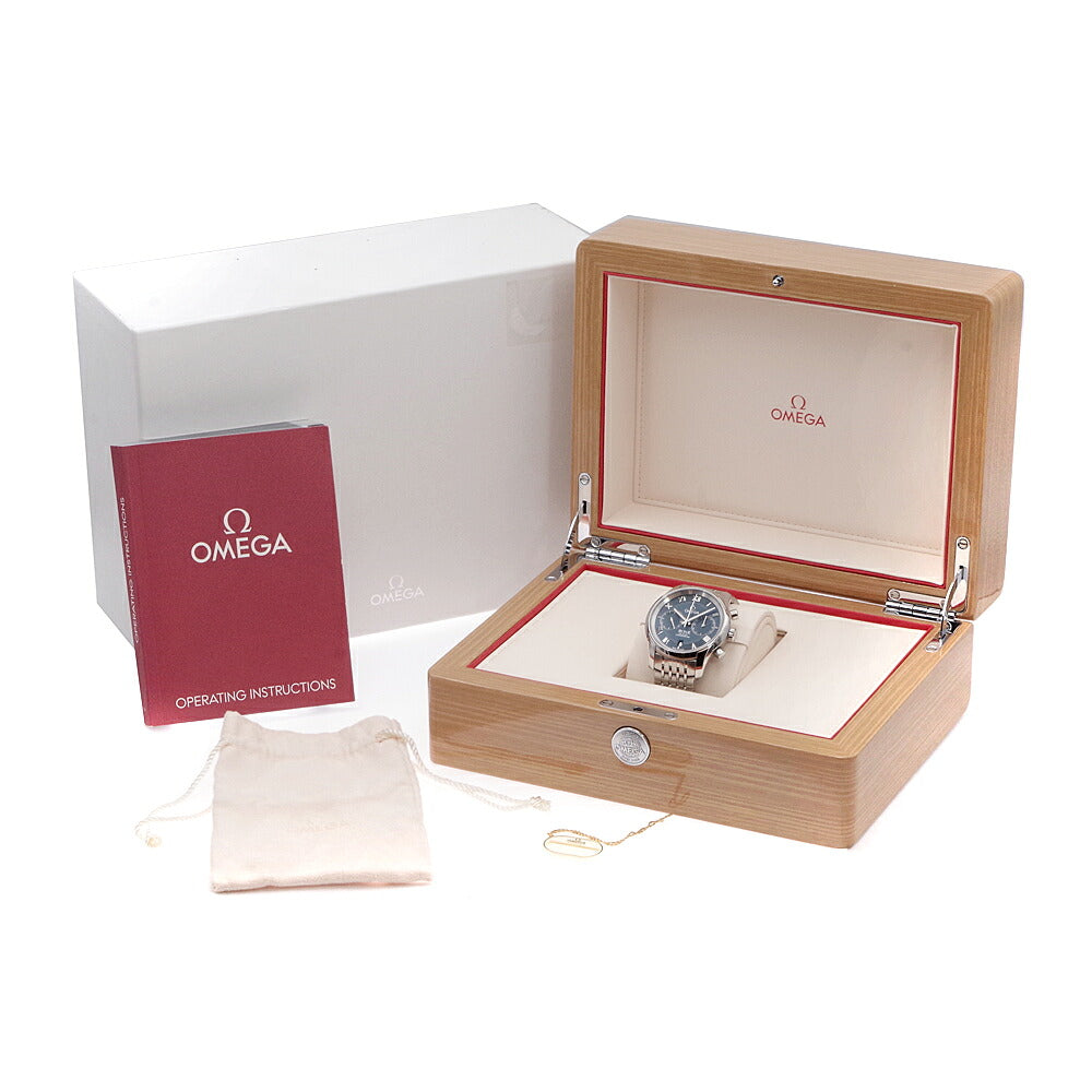 OMEGA オメガ デヴィル アワービジョン コーアクシャル クロノグラフ 431.10.42.51.03.001 スモールセコンド 100ｍ防水 デイト 裏スケ 青 ブルー SS ステンレス メンズ 自動巻き デビル【6ヶ月保証】【腕時計】【中古】