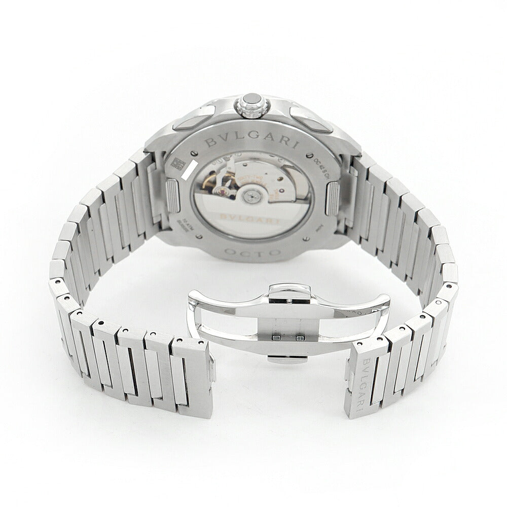 内部点検済 BVLGARI ブルガリ オクト ローマ クロノグラフ OC42SCH デイト 100m防水 スモールセコンド 裏スケ 黒 ブラック SS ステンレス メンズ 自動巻き【6ヶ月保証】【腕時計】【中古】