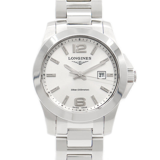 電池交換済 LONGINES ロンジン ハイドロ コンクエスト L3.277.4 デイト シルバー SS ステンレス レディース クォーツ【6ヶ月保証】【腕時計】【中古】