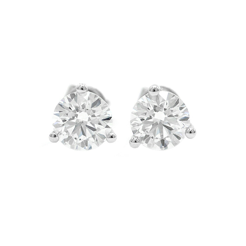 【IGI鑑定書付】ラボグロウン ダイヤモンド ソリティア ピアス 1.05ct 1.06ct D カラー VVS ラウンドブリリアンカット Au750 K18WG ホワイトゴールド 金無垢 一粒 スタッド ラボグロウンダイヤ ラボダイヤ【ジュエリー】【新品】