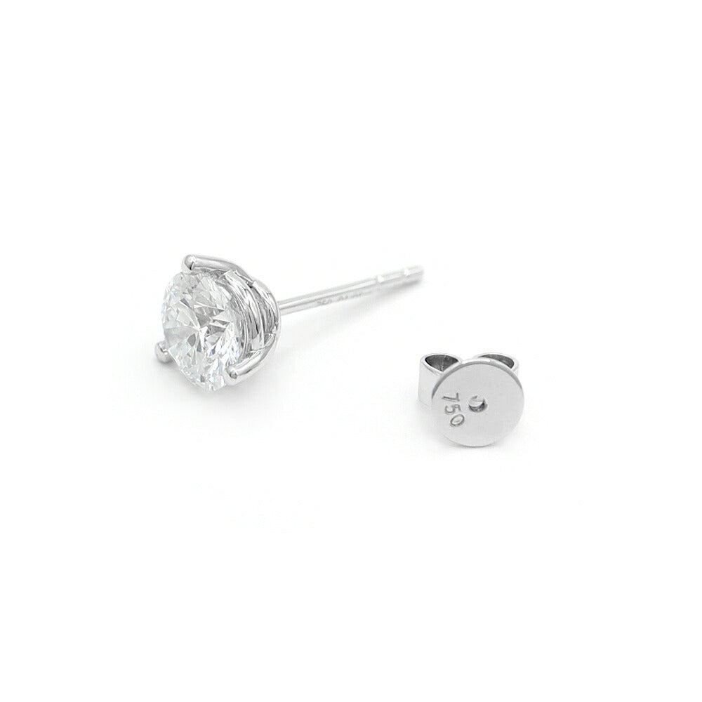 【IGI鑑定書付】ラボグロウン ダイヤモンド ソリティア ピアス 1.05ct 1.06ct D カラー VVS ラウンドブリリアンカット Au750 K18WG ホワイトゴールド 金無垢 一粒 スタッド ラボグロウンダイヤ ラボダイヤ【ジュエリー】【新品】