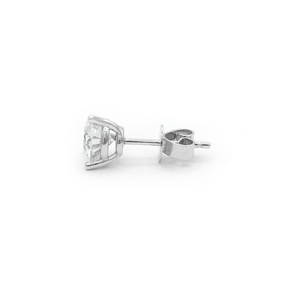 【IGI鑑定書付】ラボグロウン ダイヤモンド ソリティア ピアス 1.05ct 1.06ct D カラー VVS ラウンドブリリアンカット Au750 K18WG ホワイトゴールド 金無垢 一粒 スタッド ラボグロウンダイヤ ラボダイヤ【ジュエリー】【新品】