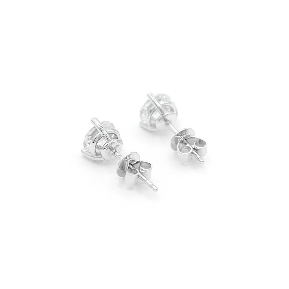 【IGI鑑定書付】ラボグロウン ダイヤモンド ソリティア ピアス 1.05ct 1.06ct D カラー VVS ラウンドブリリアンカット Au750 K18WG ホワイトゴールド 金無垢 一粒 スタッド ラボグロウンダイヤ ラボダイヤ【ジュエリー】【新品】