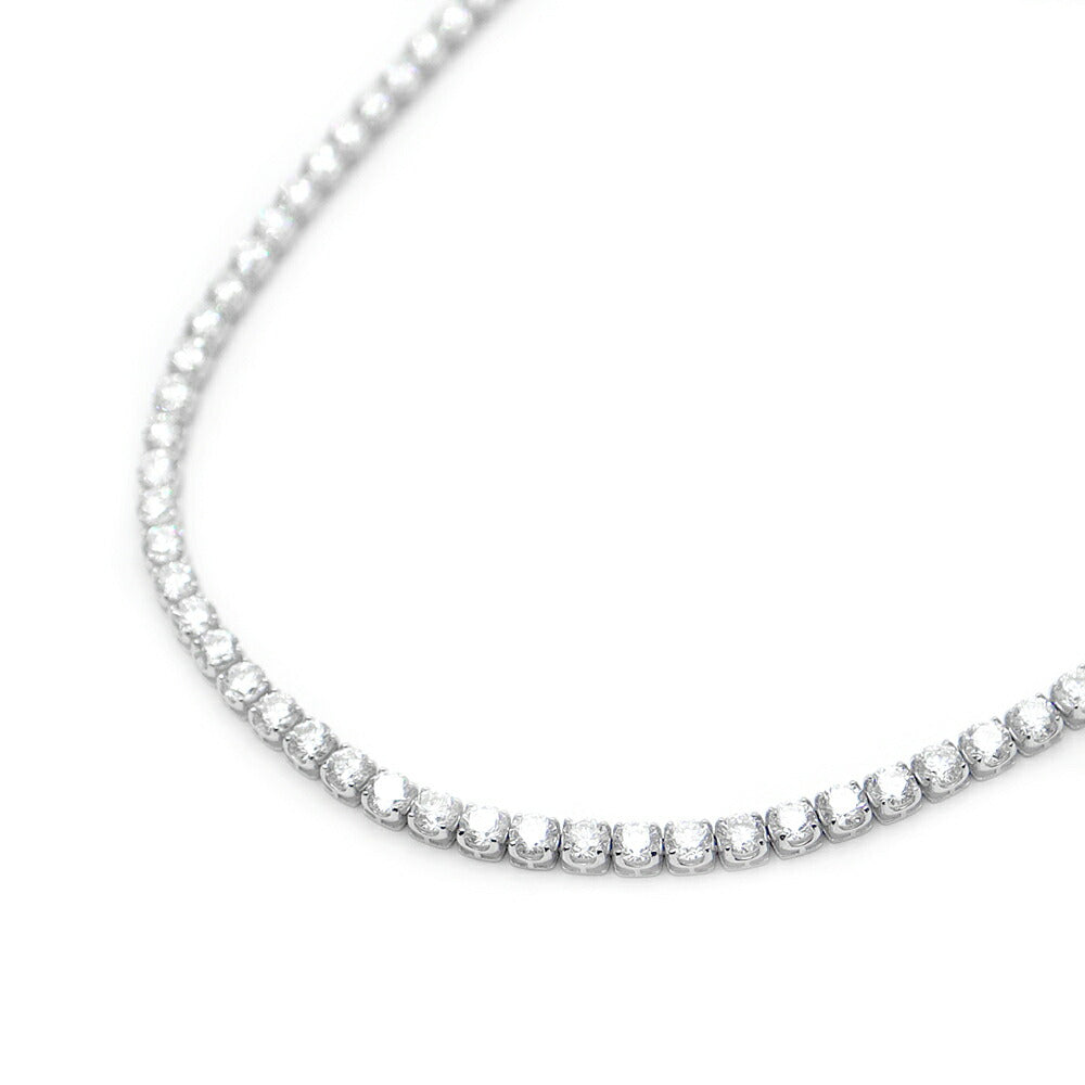 ラボグロウン ダイヤモンド テニス ネックレス 13.95ct D F VVS 130石 3mm 43cm Au750 K18WG ホワイトゴールド 金無垢 フルダイヤ チェーン ラボグロウンダイヤ ラボダイヤ【ジュエリー】【新品】