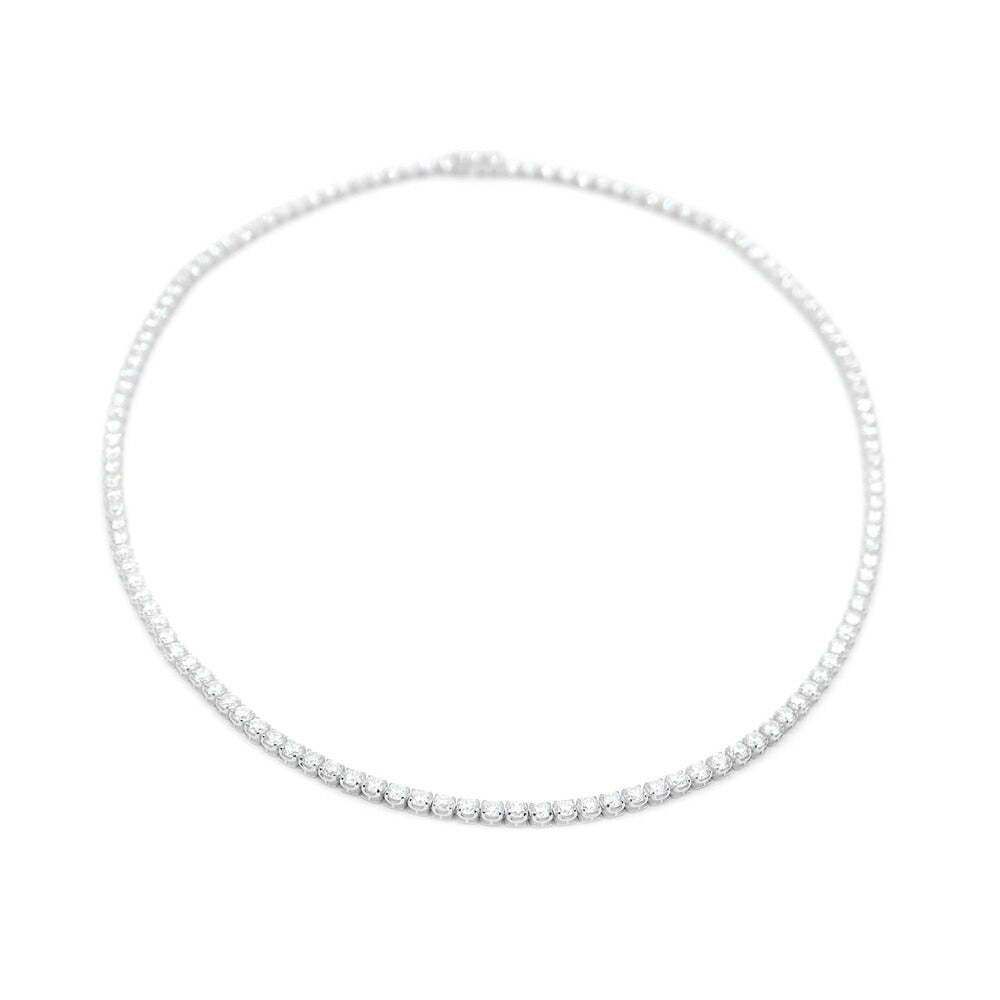 ラボグロウン ダイヤモンド テニス ネックレス 13.95ct D F VVS 130石 3mm 43cm Au750 K18WG ホワイトゴールド 金無垢 フルダイヤ チェーン ラボグロウンダイヤ ラボダイヤ【ジュエリー】【新品】
