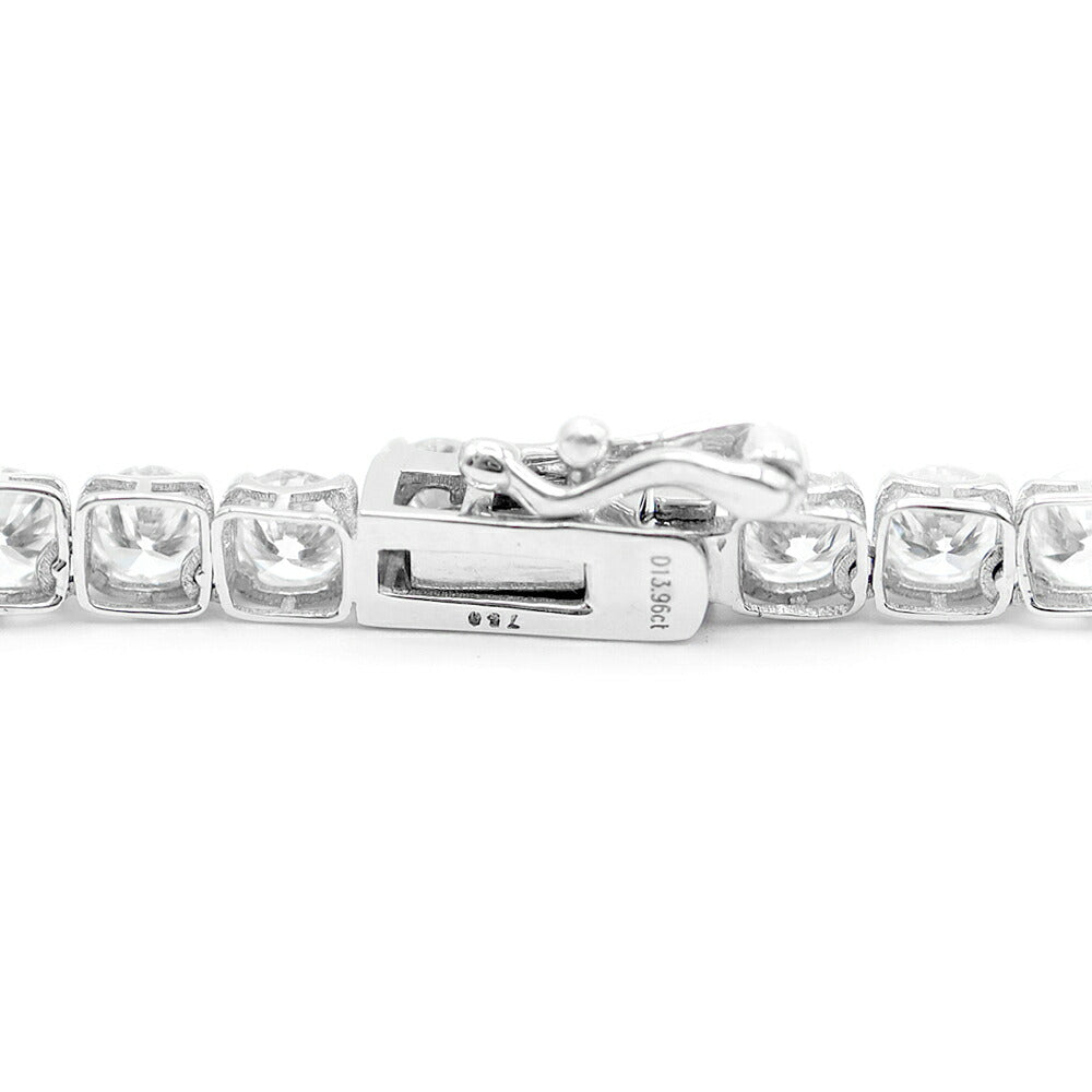 ラボグロウン ダイヤモンド テニス ネックレス 13.95ct D F VVS 130石 3mm 43cm Au750 K18WG ホワイトゴールド 金無垢 フルダイヤ チェーン ラボグロウンダイヤ ラボダイヤ【ジュエリー】【新品】