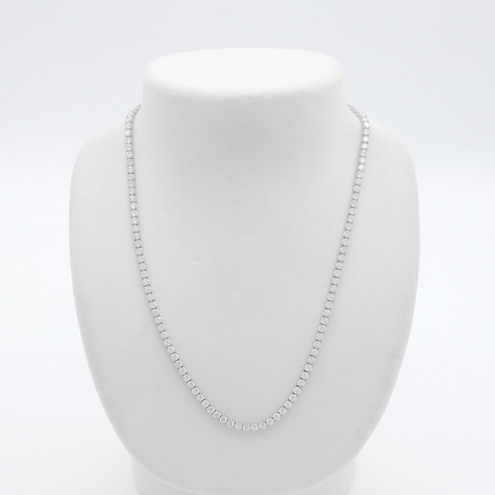 ラボグロウン ダイヤモンド テニス ネックレス 13.95ct D F VVS 130石 3mm 43cm Au750 K18WG ホワイトゴールド 金無垢 フルダイヤ チェーン ラボグロウンダイヤ ラボダイヤ【ジュエリー】【新品】