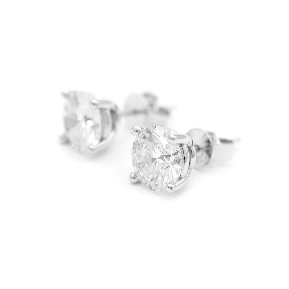 【IGI鑑定書付】ラボグロウン ダイヤモンド ソリティア ピアス 1.60ct 1.60ct D VVS ラウンドブリリアンカット Au750 K18WG ホワイトゴールド 金無垢 一粒 スタッド ラボグロウンダイヤ ラボダイヤ【ジュエリー】【新品】