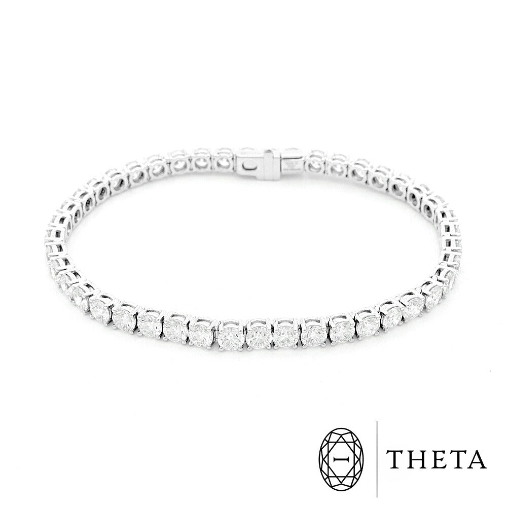 THETA テータ Made in Italy イタリア製 ラボグロウン ダイヤモンド テニス ブレスレット 10.08ct Au750 K18WG ホワイトゴールド 金無垢 フルダイヤ チェーン テニスブレス【ジュエリー】