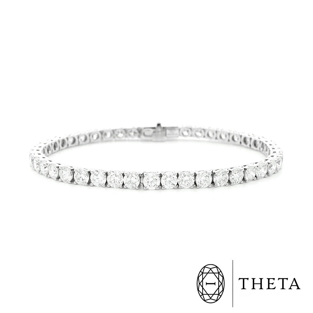 THETA テータ Made in Italy イタリア製 ラボグロウン ダイヤモンド テニス ブレスレット 10.08ct Au750 K18WG ホワイトゴールド 金無垢 フルダイヤ チェーン テニスブレス【ジュエリー】