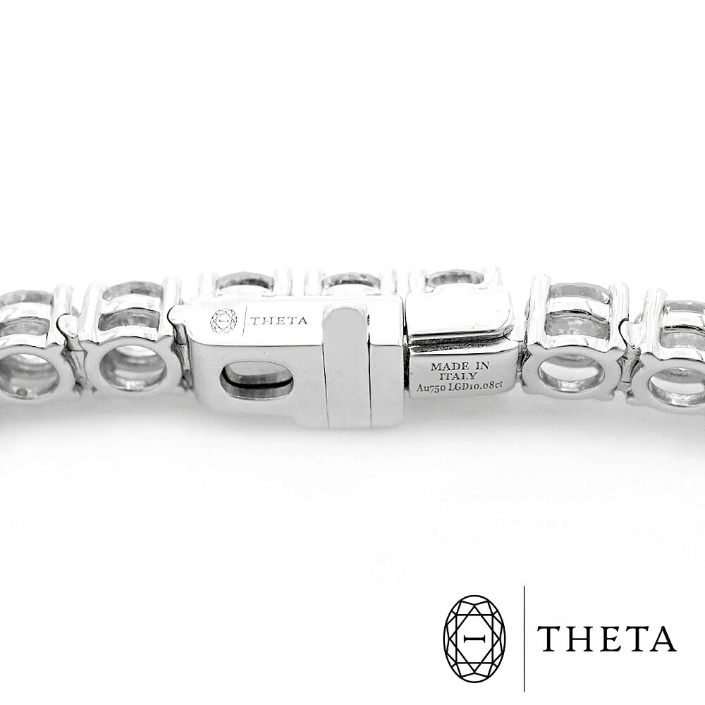 THETA テータ Made in Italy イタリア製 ラボグロウン ダイヤモンド テニス ブレスレット 10.08ct Au750 K18WG ホワイトゴールド 金無垢 フルダイヤ チェーン テニスブレス【ジュエリー】