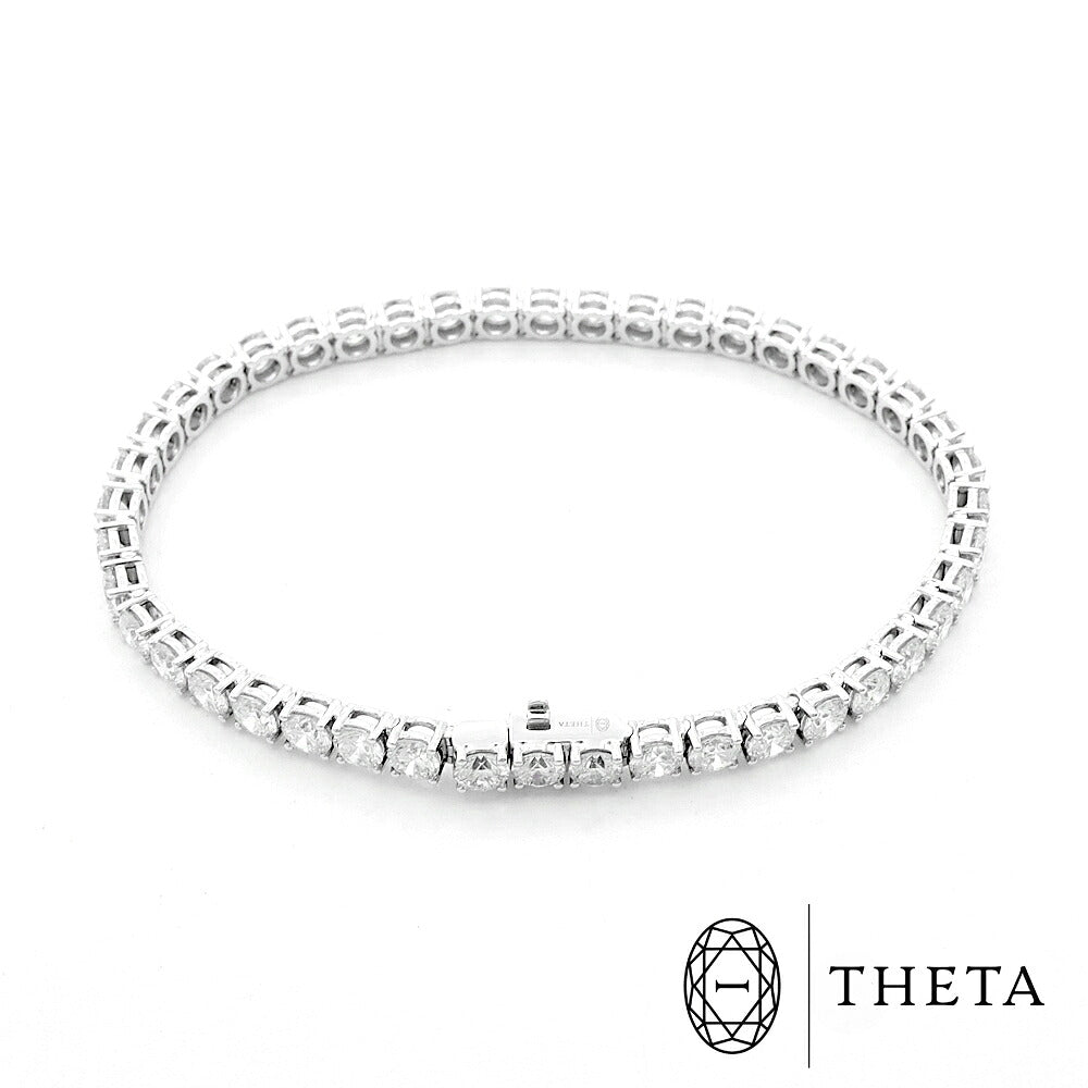 THETA テータ Made in Italy イタリア製 ラボグロウン ダイヤモンド テニス ブレスレット 10.08ct Au750 K18WG ホワイトゴールド 金無垢 フルダイヤ チェーン テニスブレス【ジュエリー】
