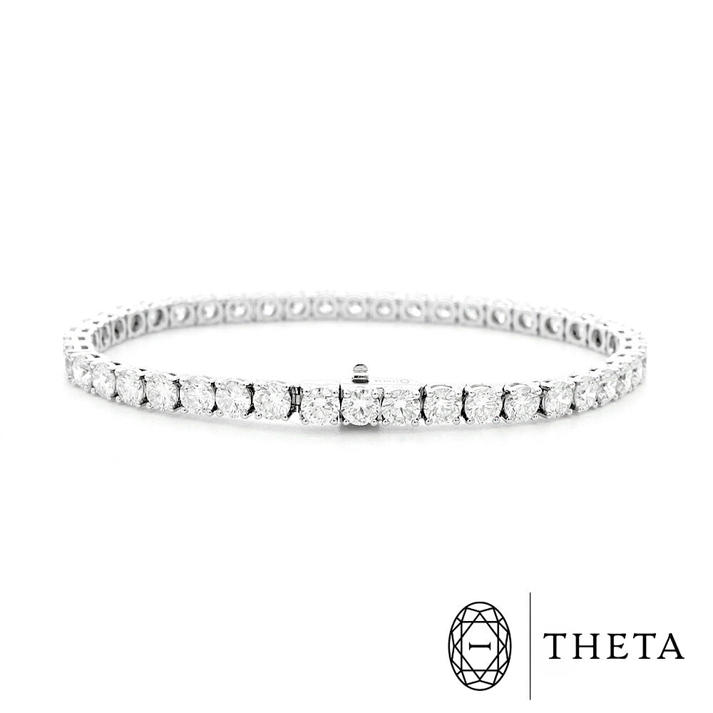 THETA テータ Made in Italy イタリア製 ラボグロウン ダイヤモンド テニス ブレスレット 10.08ct Au750 K18WG ホワイトゴールド 金無垢 フルダイヤ チェーン テニスブレス【ジュエリー】