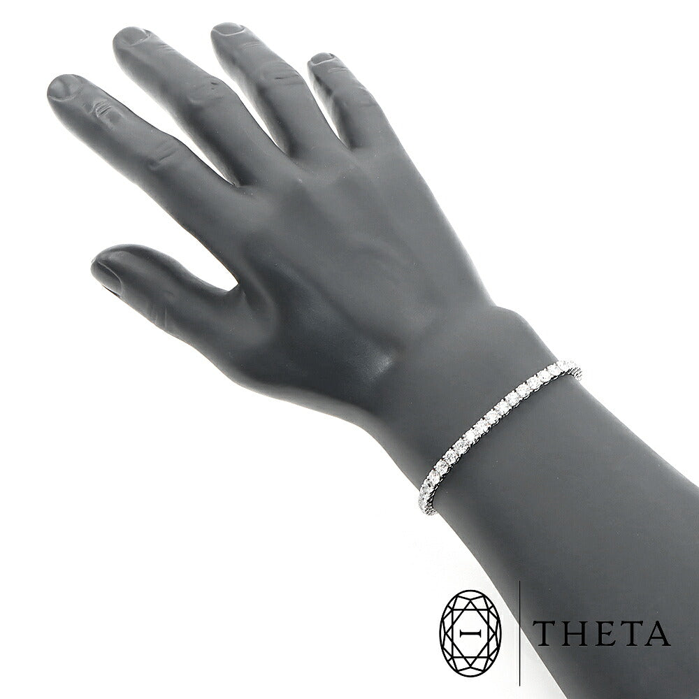 THETA テータ Made in Italy イタリア製 ラボグロウン ダイヤモンド テニス ブレスレット 10.08ct Au750 K18WG ホワイトゴールド 金無垢 フルダイヤ チェーン テニスブレス【ジュエリー】