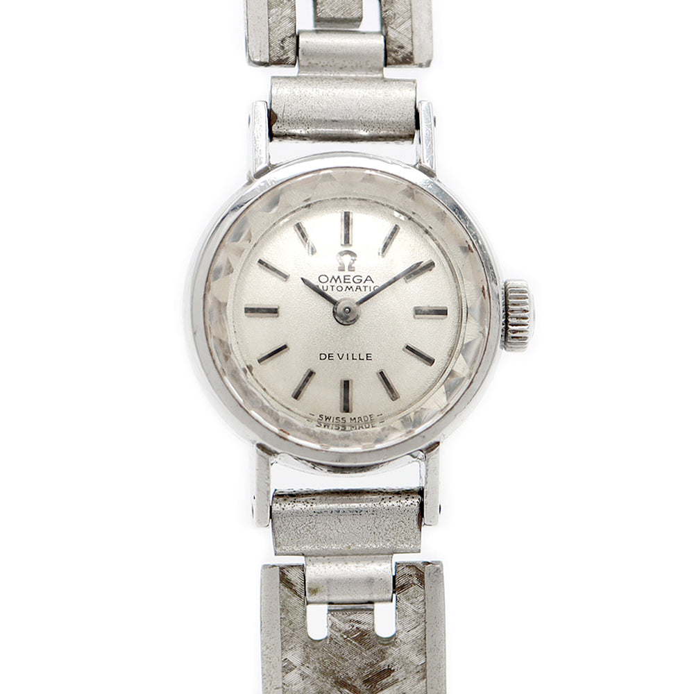 OMEGA オメガ DeVille デビル 551.038 Cal.661 24石 カットガラス シルバー SS ステンレス レディース 自動巻き デヴィル アンティーク ヴィンテージ【腕時計】【中古】