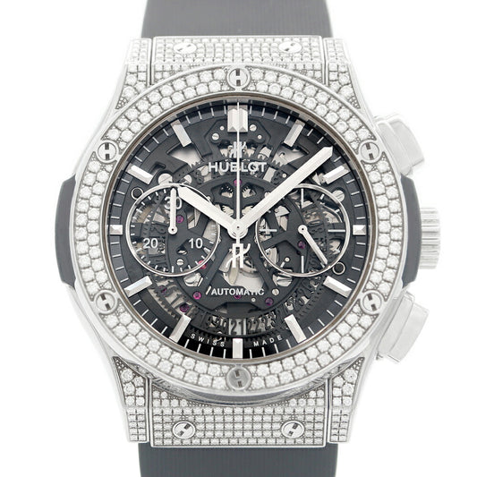 Inspection HUBLOT Ubrot Hublot Hublot Ubrot Classic Fusion Aerofusion Titanium Chronograph 525.0170. Lr.1704 Date Genuine Diamond Diamond Besel Rug Diamond Black Black Skeleton Genuine Bucket Men's Automatic Wind [6 months Guarantee] [Used]