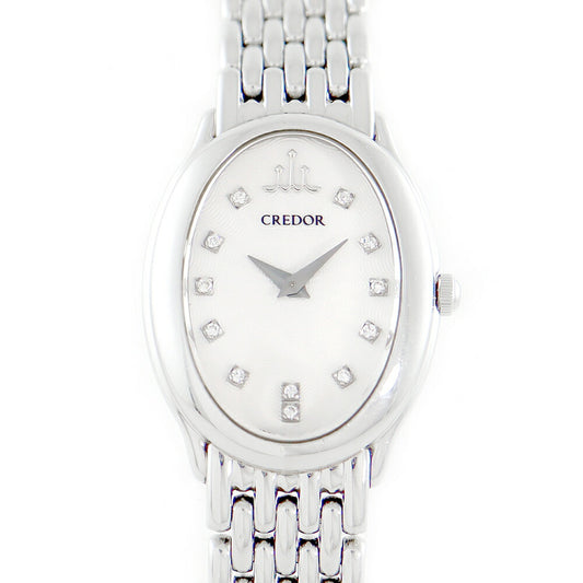 Battery replacement Seiko Seiko Couredor Signo 1E70-0BD0 Genuine Diamond 12P Diamond Silver Gyoche SS Stainless Ladies Quartz [6 months warranty] [Watch] [Used]