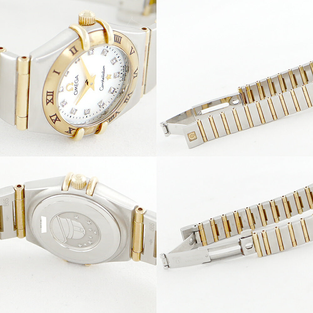 Battery replacement OMEGA Omega Constellation Mini 1262.75 Genuine Diamond 12P Diamond White Shell Gold YG Yellow Gold SS Stainless Steel Combination Ladies Quartz [6 months warranty] [Watch] [Used]