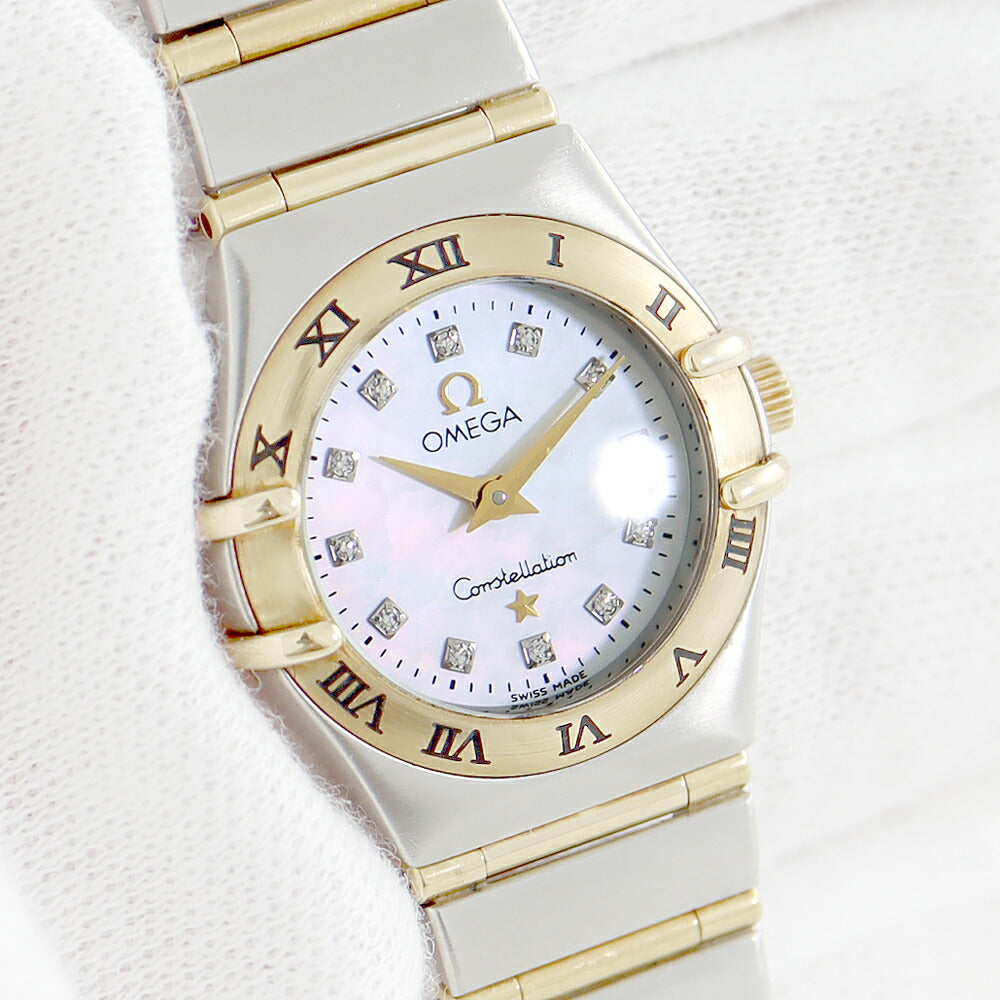 Battery replacement OMEGA Omega Constellation Mini 1262.75 Genuine Diamond 12P Diamond White Shell Gold YG Yellow Gold SS Stainless Steel Combination Ladies Quartz [6 months warranty] [Watch] [Used]