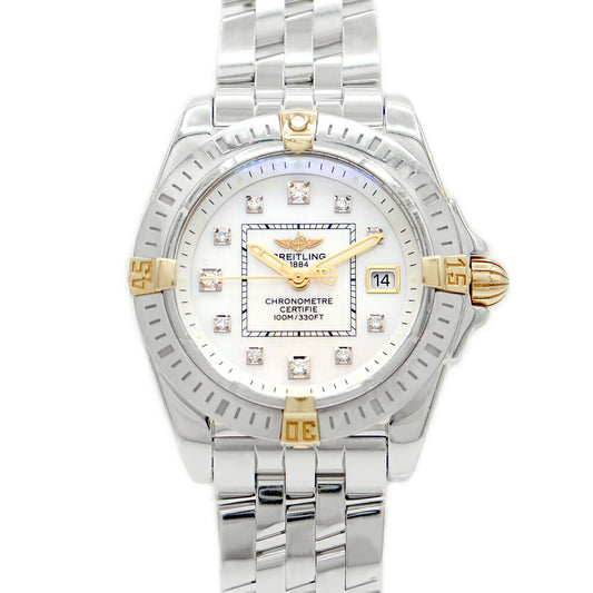 BREITLING BREITLING Breitling Cockpit Lady B71356 Date 100m Waterproof Genuine Diamond 11P Diamond White Shell YG Yellow Gold SS Stainless Combination Quartz Ladies [6 months Guarantee] [Watch] [Used]