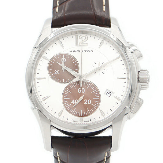 Hamilton Jazz Master Chronograph H326121 H3261221 H3261221 100m Waterproof Silver Brown SS Stainless Steel Genuine Belt Genuine Bucket Men's Quartz [6 months Guarantee] [Watch] [Used]