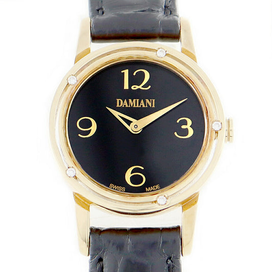 Battery replacement DAMIANI Damiani D SIDE D side Blood Pit Golden Genuine Diamond 5P Diamond DS006N3AG 30001816 Black Black K18YG Yellow Gold Genuine Belt Genuine YGP Bucket Ladies Quartz [6 months Guarantee] [Watch]