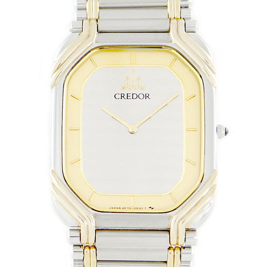 Battery replacement Seiko Seiko Couredor 2F70-5480 Square Silver Gold K18YG Yellow Gold SS Stainless Steel Combination Men's Quartz [6 months warranty] [Watch] [Used]