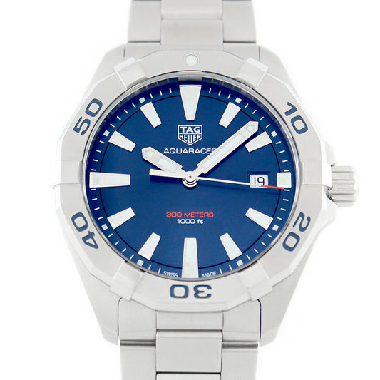 電池交換済 TAG Heuer タグホイヤー アクアレーサー WBD1112 BA0928 デイト 300m防水 青 ブルー SS ステンレス メンズ クォーツ【6ヶ月保証】【腕時計】【中古】