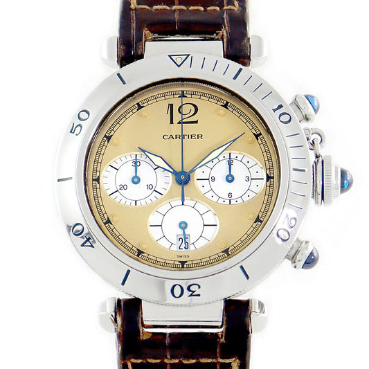 Cartier Cartier Cartier Cartier Pasha 38mm W3100355 1050 Chronograph Date SS Stainless Steel Genuine Belt Genuine Tuck Men's Quartz [6 months warranty] [Watch] [Used]